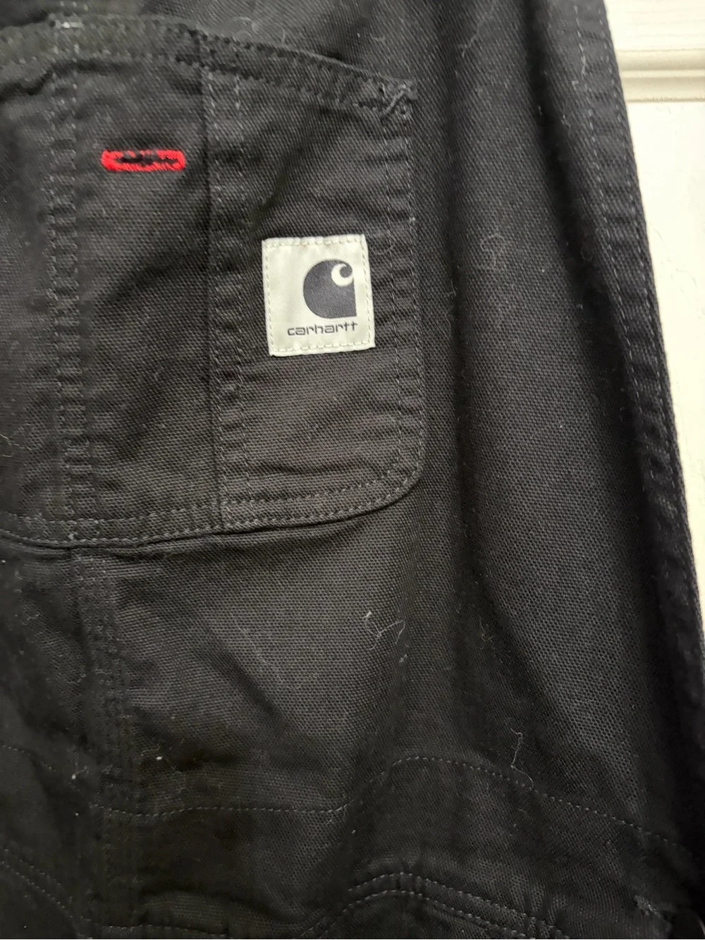 Carhartt Black Bib Overalls with Logo Patch women’s size Large - Picture 2 of 7